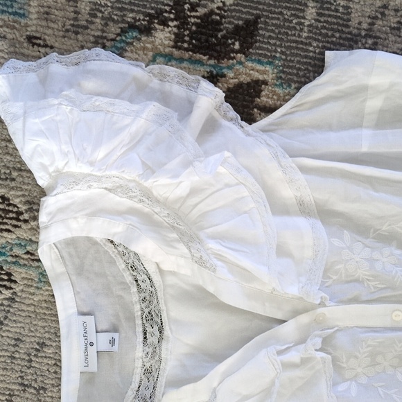 LoveShackFancy Target Penelope White Ruffle Embroidered Cotton Mini Dress 2X - Picture 10 of 15